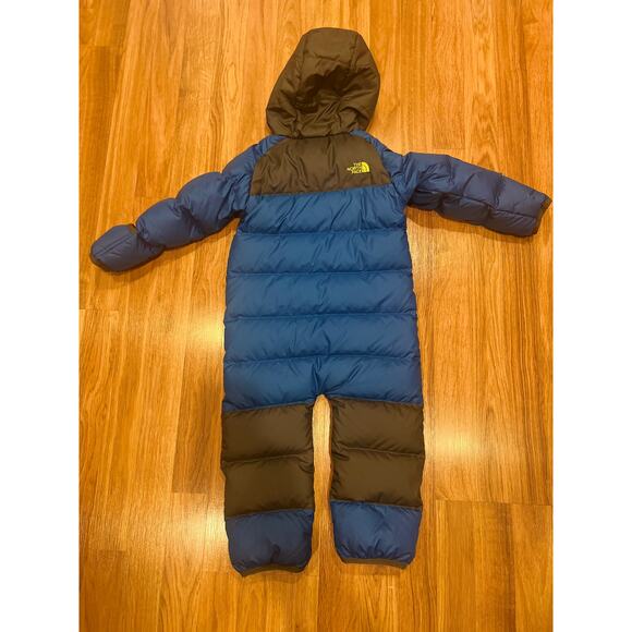 The North Face Infant Snowsuit 18-24 Blue Brown Bunting Hooded - Picture 3 of 5